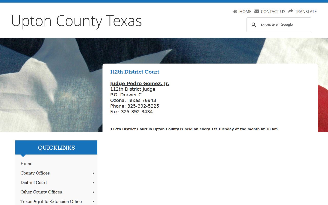 Official Upton County page for the 112th District Court