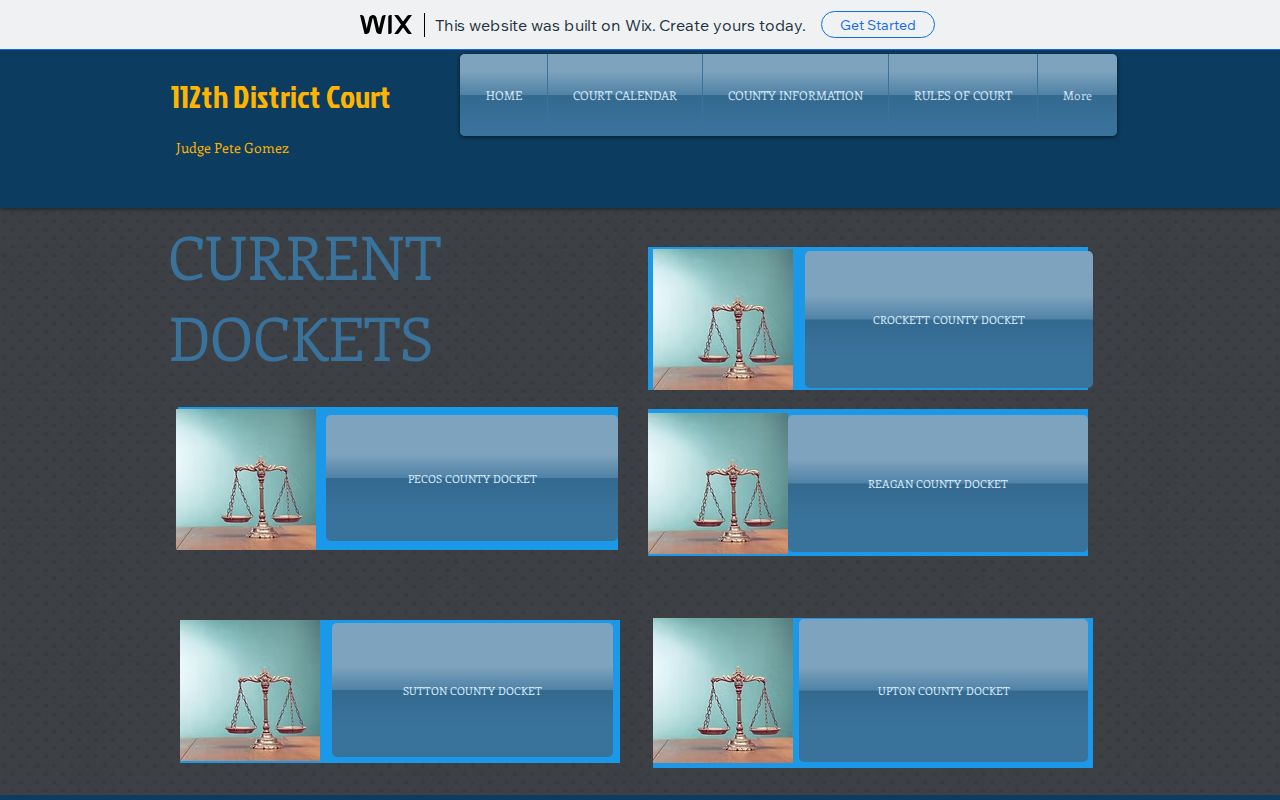 112th District Court county docket tiles including Upton County