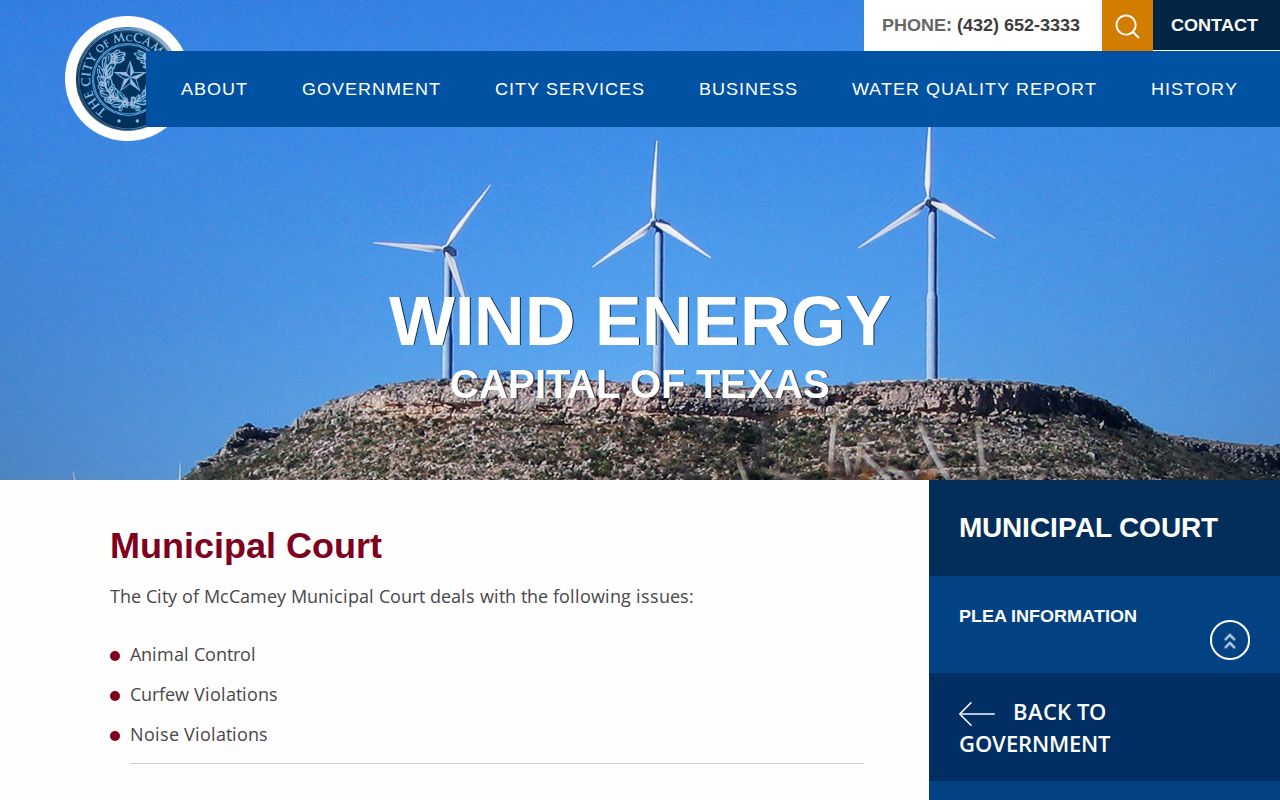 McCamey court records municipal court contact page